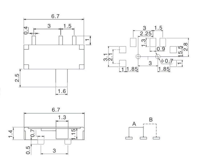 三腳撥動(dòng)開(kāi)關(guān)規(guī)格書(shū)