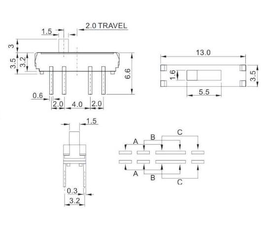 八腳撥動(dòng)開關(guān)圖紙 八腳撥動(dòng)開關(guān)圖紙