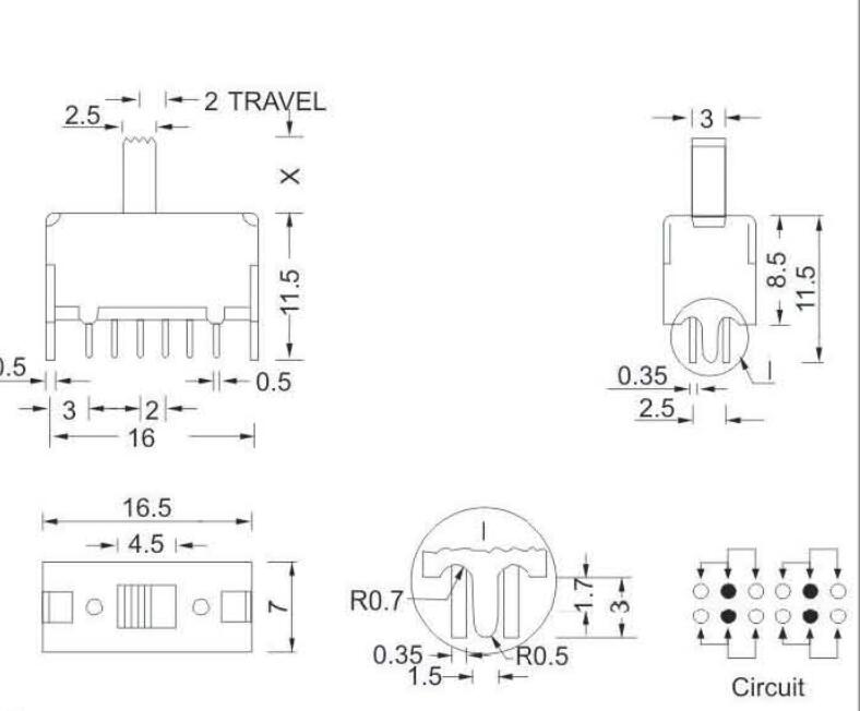 4P2T撥動(dòng)開關(guān)規(guī)格圖
