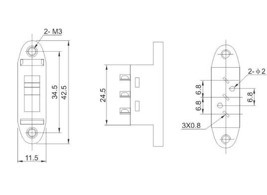 帶耳撥動開關(guān)圖紙