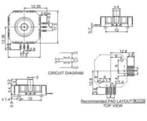 五向開關(guān)尺寸圖 五向開關(guān)尺寸圖
