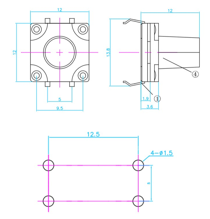 輕觸開關尺寸圖
