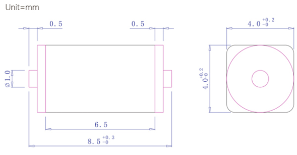 貼片式SMT微型振動(dòng)傳感器尺寸圖