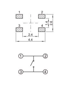 YX-TS-A006，四腳貼片小型輕觸開關(guān)電路圖